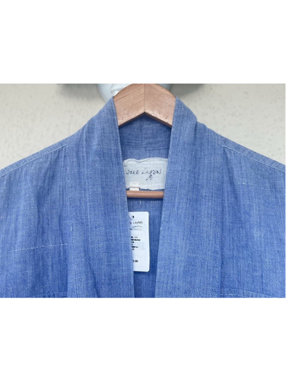 NEW $975 Greg Lauren Blue Chambray Kimono Studio Cardigan Men’s 4 XL Patchwork - Picture 2 of 9